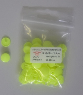 Kamsnapdrukkers 12.4mm (25 stuks), Neon Geel 38